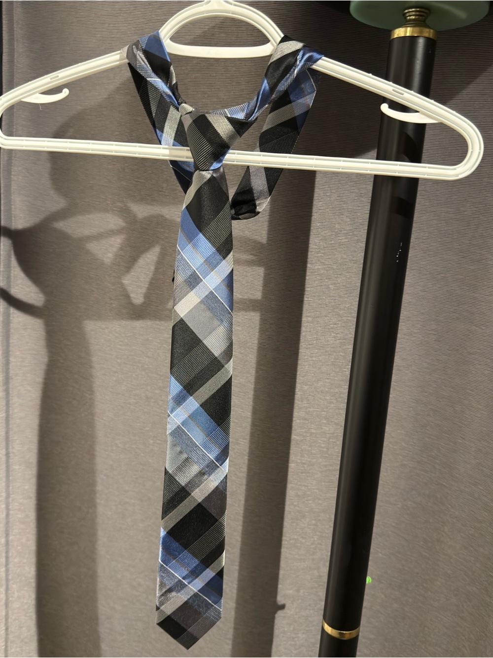 Reaction Kenneth Cole Blue and Black Plaid Narrow Tie